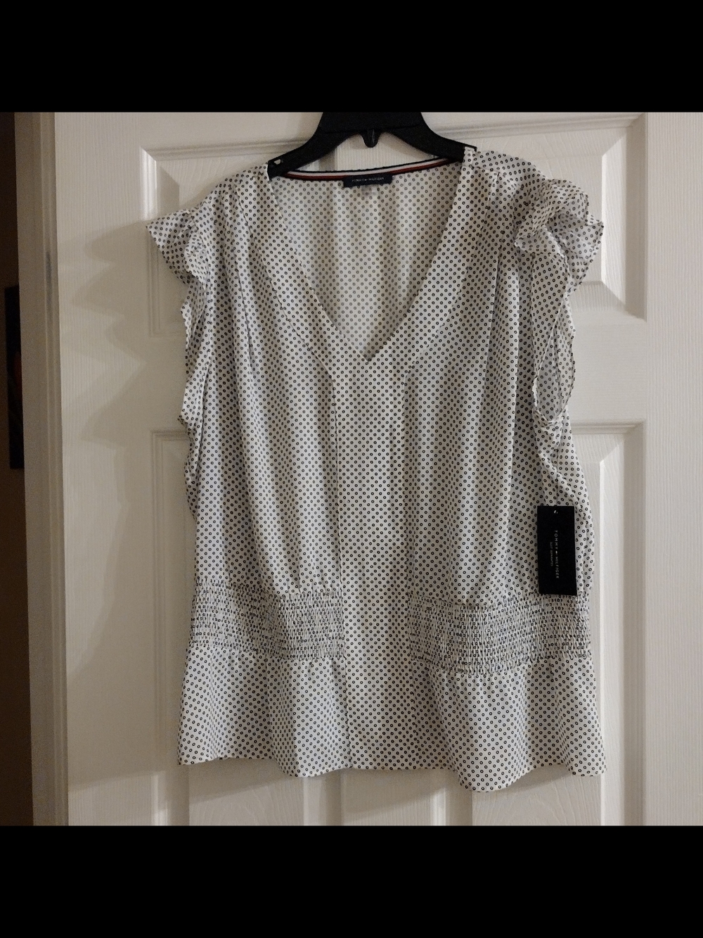 Tommy Hilfiger White Top with Black Polka Dots